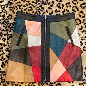 BCBG Leather Colored Mini Skirt